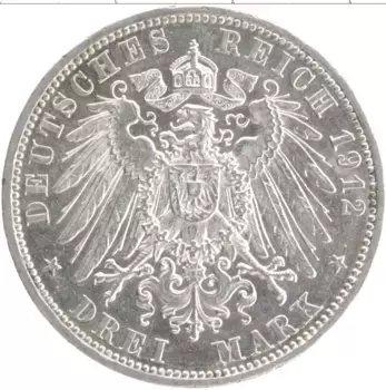 Монета 3 марки Пруссии 1912 года Серебро Вильгельм II