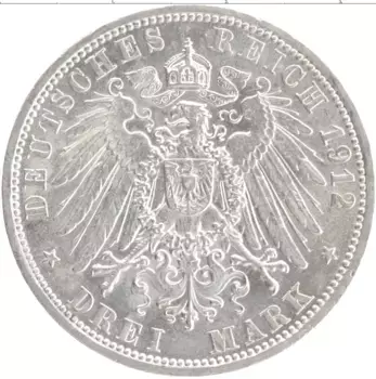 Монета 3 марки Пруссии 1912 года Серебро Вильгельм II