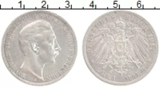 Монета 3 марки Пруссии 1912 года Серебро Вильгельм II А