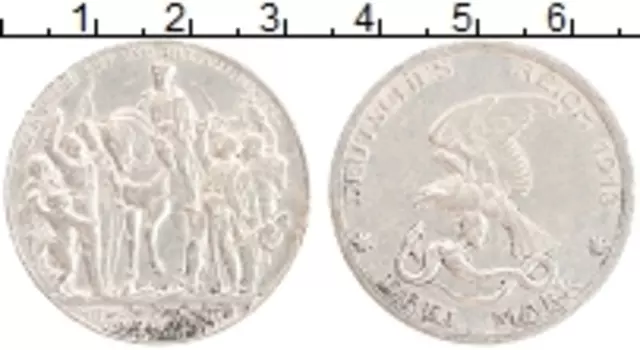 Монета 3 марки Пруссии 1913 года Серебро А Вильгельм II