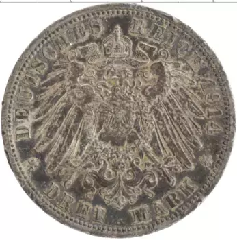 Монета 3 марки Пруссии 1914 года Серебро Вильгельм II