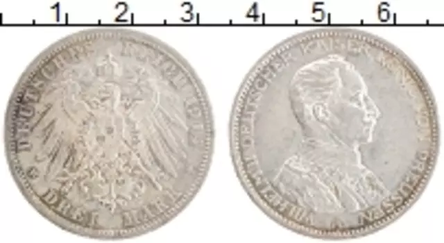 Монета 3 марки Пруссии 1914 года Серебро Вильгельм II