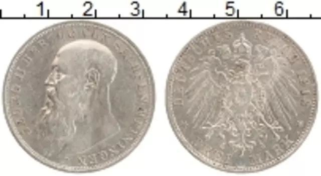 Монета 3 марки Саксен-Майнингена 1913 года Серебро Георг II