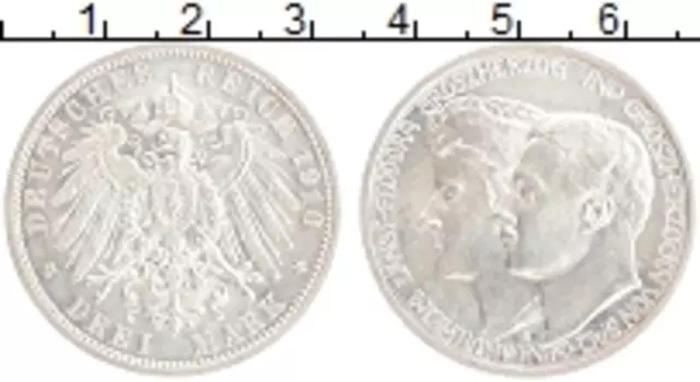 Монета 3 марки Саксен-Веймар-Эйзенаха 1910 года Серебро А