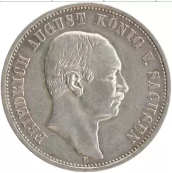 Монета 3 марки Саксонии 1909 года Серебро Е