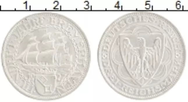 Монета 3 марки Веймарской республики 1927 года Серебро А