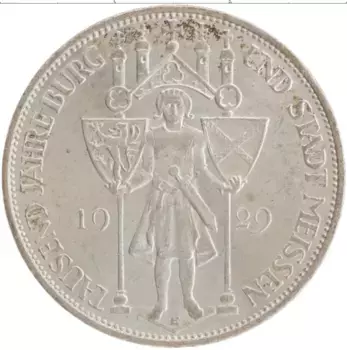 Монета 3 марки Веймарской республики 1929 года Серебро E