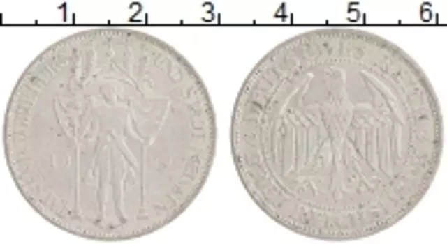 Монета 3 марки Веймарской республики 1929 года Серебро E