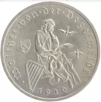 Монета 3 марки Веймарской республики 1930 года Серебро A