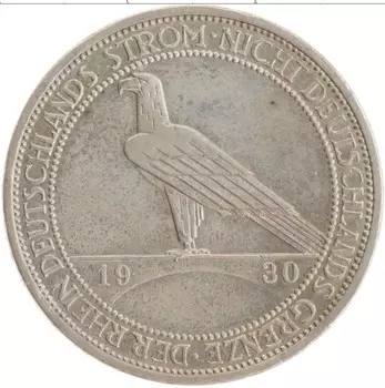 Монета 3 марки Веймарской республики 1930 года Серебро A