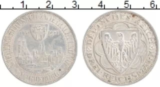 Монета 3 марки Веймарской республики 1931 года Серебро A