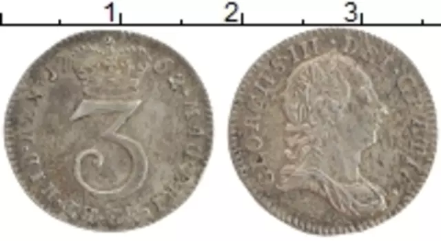 Монета 3 пенса Англии 1762 года Серебро Георг III