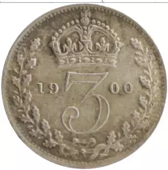 Монета 3 пенса Англии 1900 года Серебро Виктория