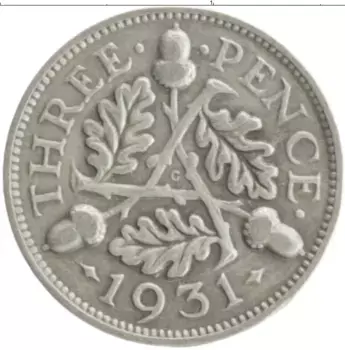 Монета 3 пенса Англии 1931 года Серебро Георг V