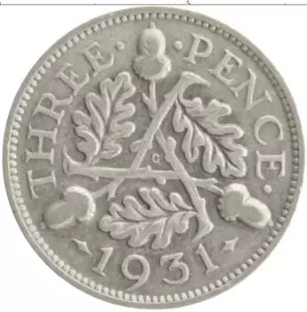 Монета 3 пенса Англии 1931 года Серебро Георг V