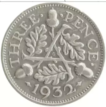 Монета 3 пенса Англии 1932 года Серебро Георг V