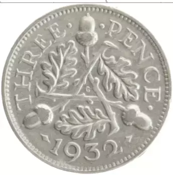 Монета 3 пенса Англии 1932 года Серебро Георг V