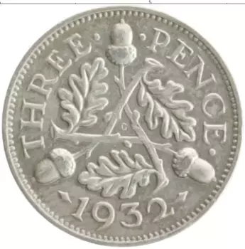 Монета 3 пенса Англии 1932 года Серебро Георг V