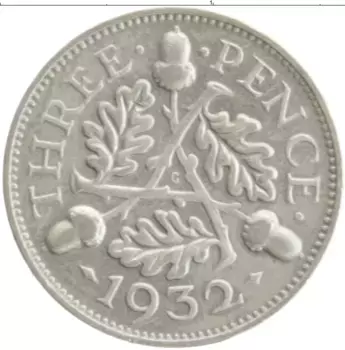 Монета 3 пенса Англии 1932 года Серебро Георг V