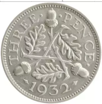 Монета 3 пенса Англии 1932 года Серебро Георг V