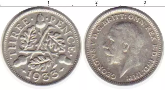 Монета 3 пенса Англии 1933 года Серебро Георг V