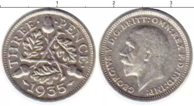 Монета 3 пенса Англии 1935 года Серебро Георг V