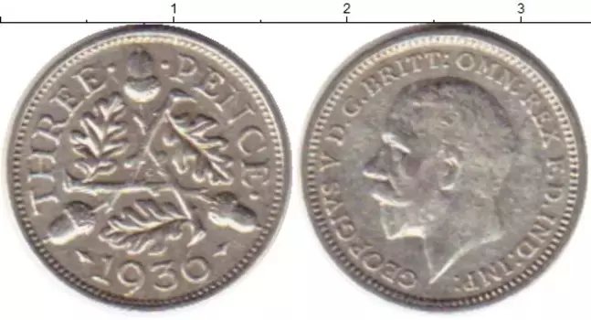 Монета 3 пенса Англии 1936 года Серебро Георг V