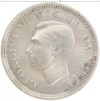 Монета 3 пенса Англии 1938 года Серебро Георг VI