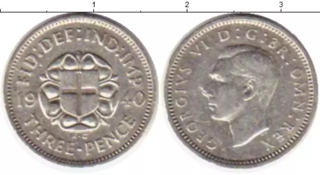 Монета 3 пенса Англии 1940 года Серебро Георг VI