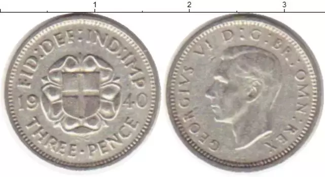 Монета 3 пенса Англии 1940 года Серебро Георг VI