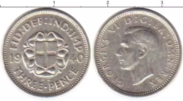 Монета 3 пенса Англии 1940 года Серебро Георг VI