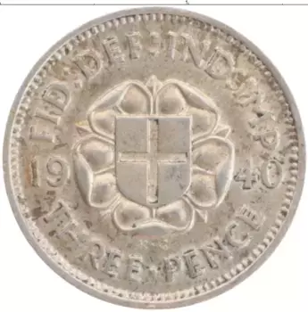 Монета 3 пенса Англии 1940 года Серебро Георг VI