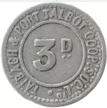 Монета 3 пенса Англии Алюминий Токен