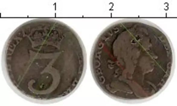 Монета 3 пенса Англии Серебро 18 век