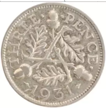 Монета 3 пенса Англии Серебро Георг V