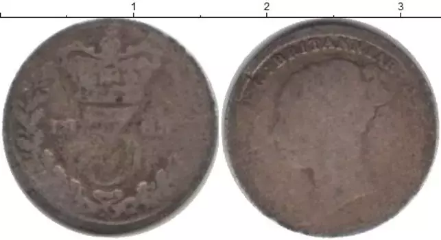 Монета 3 пенса Англии Серебро Виктория