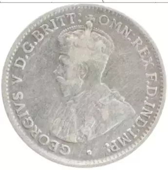 Монета 3 пенса Австралии 1921 года Серебро Георг V