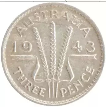 Монета 3 пенса Австралии 1943 года Серебро Георг VI