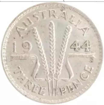Монета 3 пенса Австралии 1944 года Серебро Георг VI