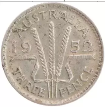 Монета 3 пенса Австралии 1952 года Серебро Георг VI