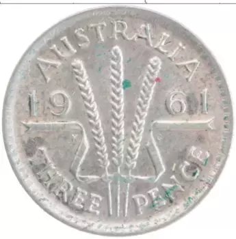 Монета 3 пенса Австралии 1961 года Серебро Елизавета II