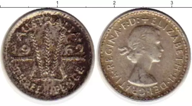 Монета 3 пенса Австралии 1962 года Серебро Елизавета II