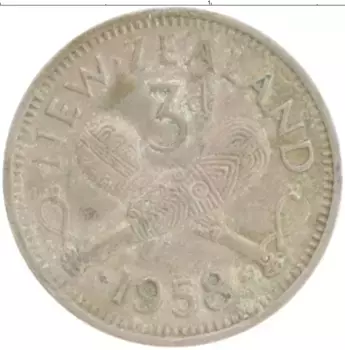 Монета 3 пенса Новой Зеландии 1958 года Медно-никель Елизавета II