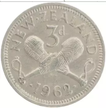 Монета 3 пенса Новой Зеландии 1962 года Медно-никель Елизавета II
