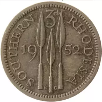 Монета 3 пенса Родезии 1952 года Медно-никель Георг VI