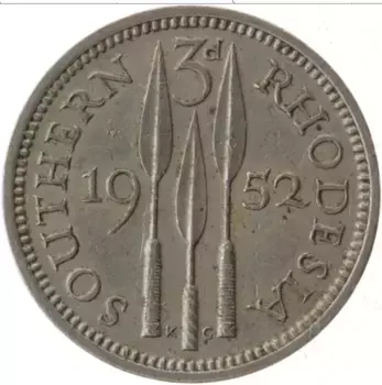 Монета 3 пенса Родезии 1952 года Медно-никель Георг VI