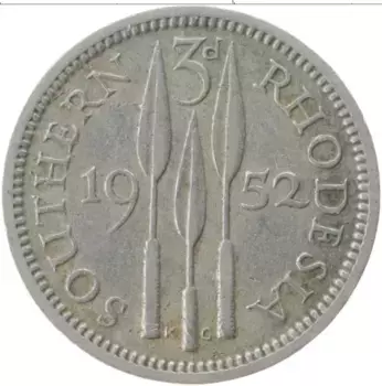 Монета 3 пенса Родезии 1952 года Медно-никель Георг VI