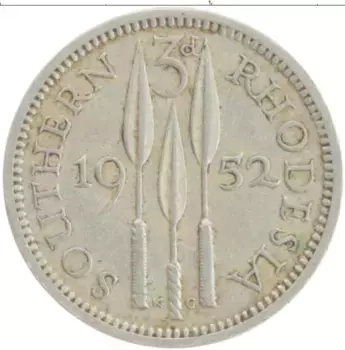 Монета 3 пенса Родезии 1952 года Медно-никель Георг VI
