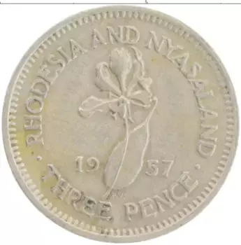 Монета 3 пенса Родезии 1957 года Медно-никель Елизавета II