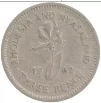 Монета 3 пенса Родезии 1962 года Медно-никель Елизавета II